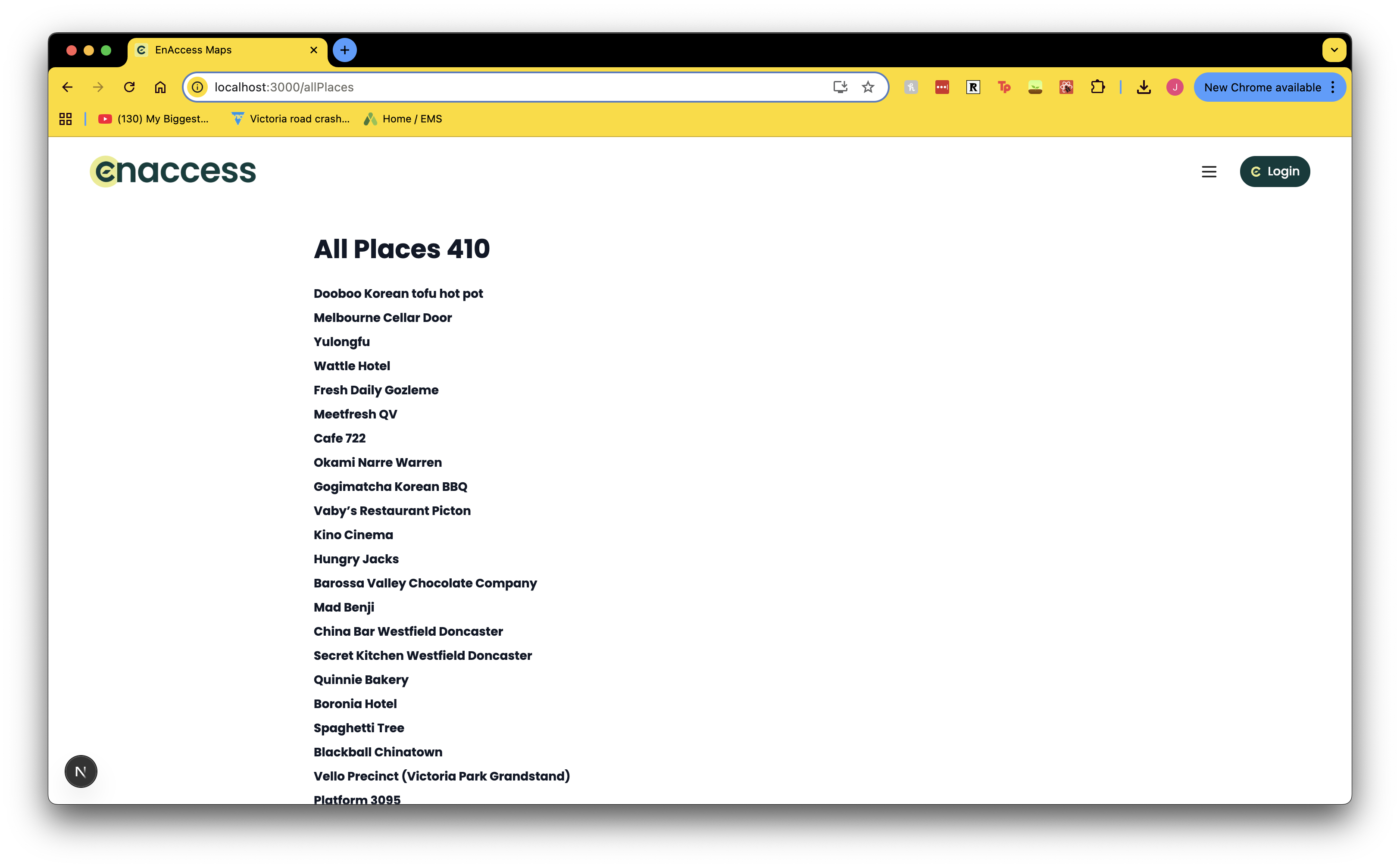 All places page