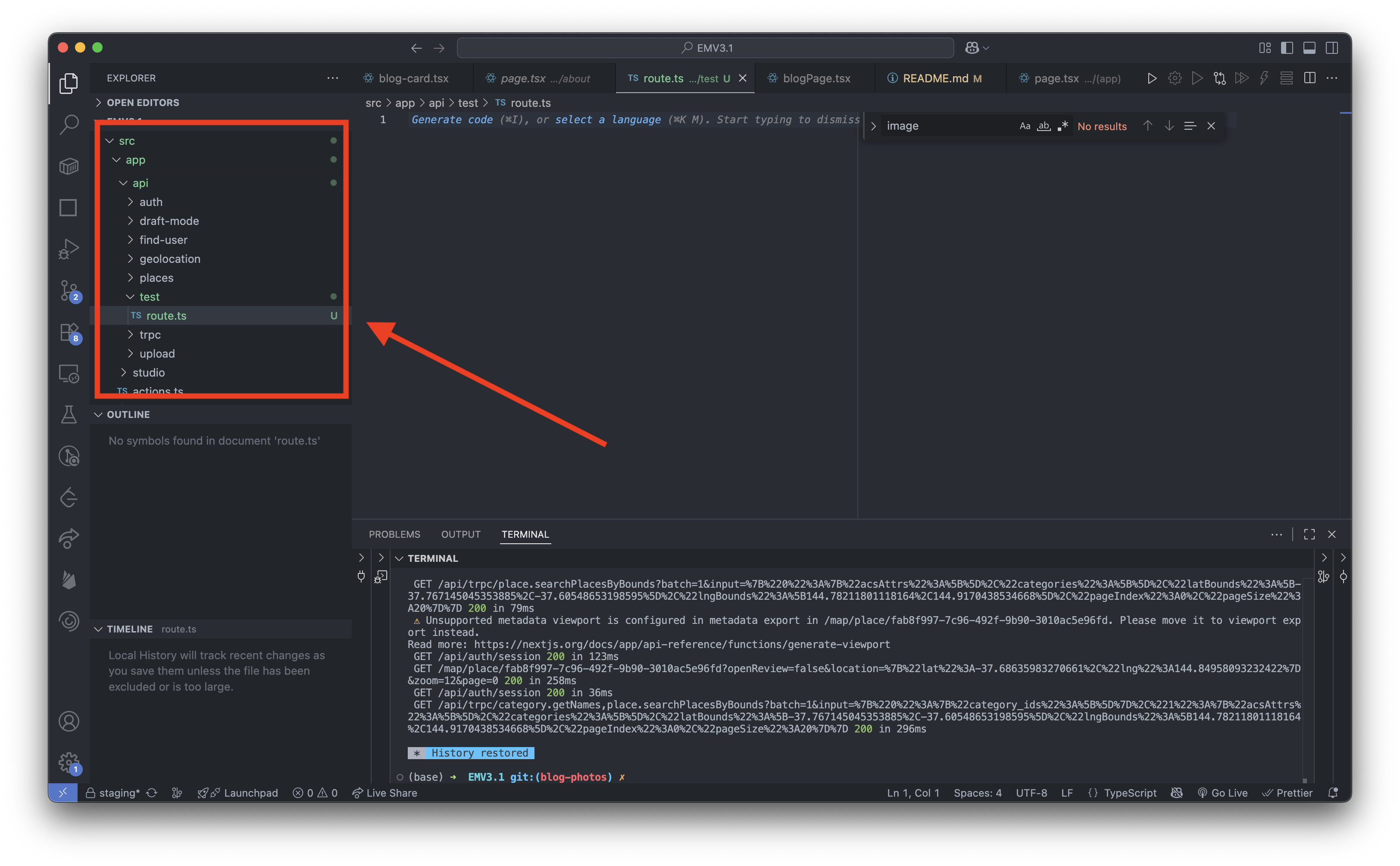 Creating the route file